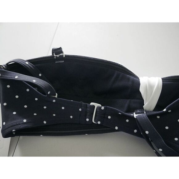 Unique Vintage Pin Dot Pin-Up Rialto Bikini Top Navy & White M - Picture 6 of 6